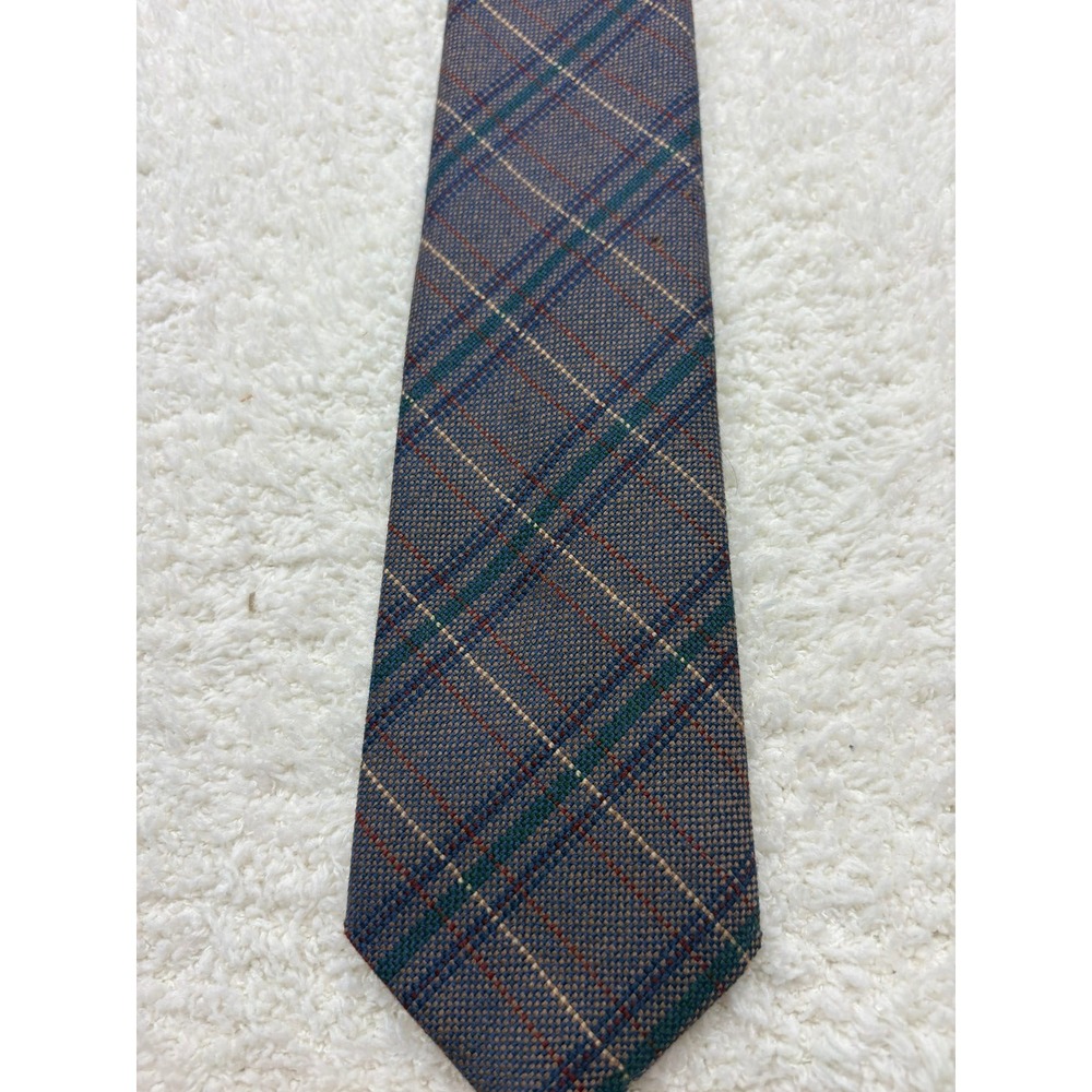 Stafford Necktie Tie Mens Blue Plaid Excellent Woven Textured Classic Accessory